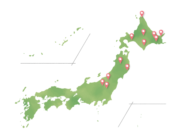 グループ1を示した日本列島の地図