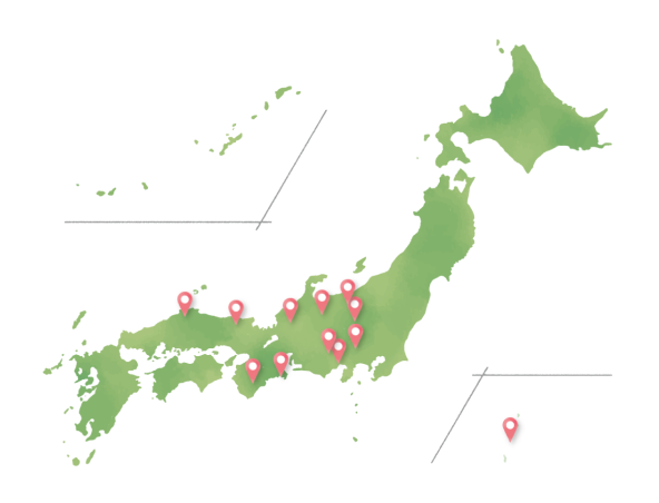 グループ2を示した日本列島の地図